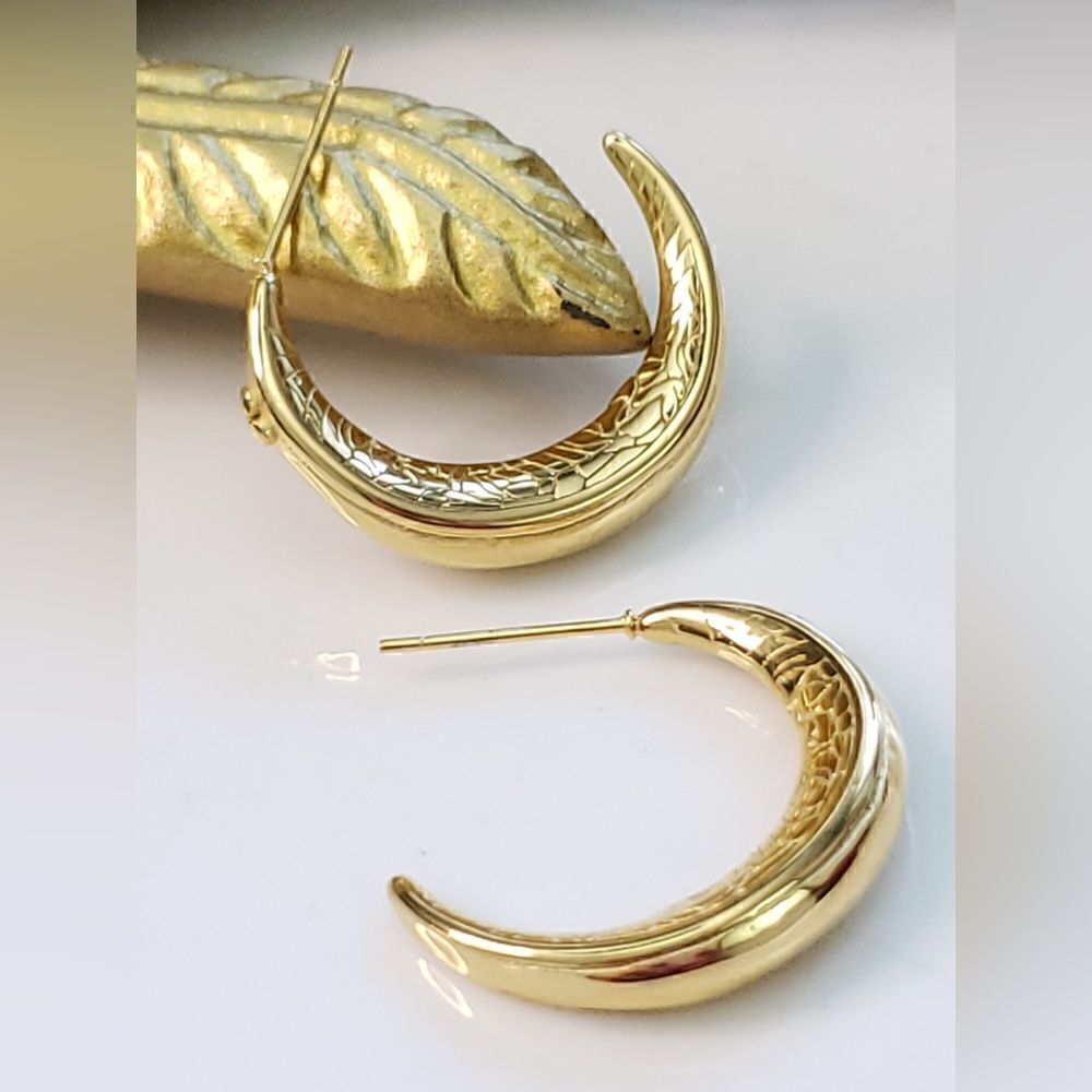 Anthro Etched Hoop Earrings